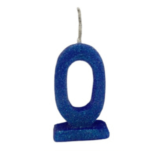 Vela de Aniversário Número 0 com Glitter