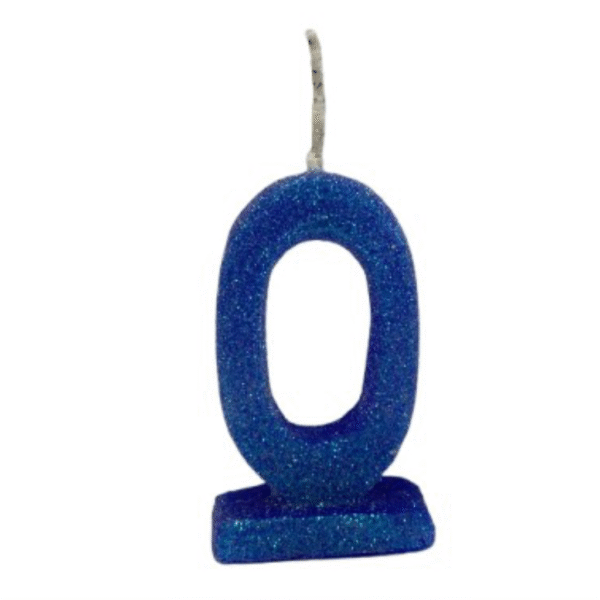 Vela de Aniversário Número 0 com Glitter