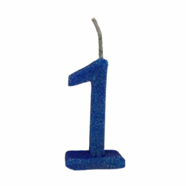 Vela de Aniversário Número 1 com Glitter - Imagem 2