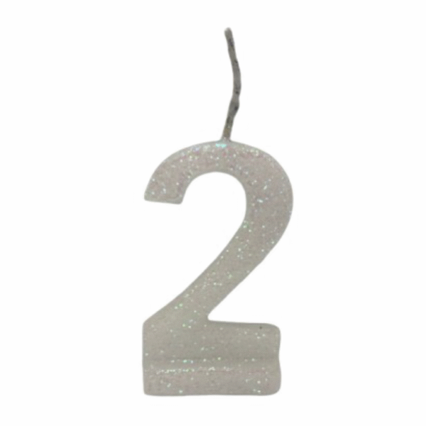 Vela de Aniversário Número 2 com Glitter - Imagem 2