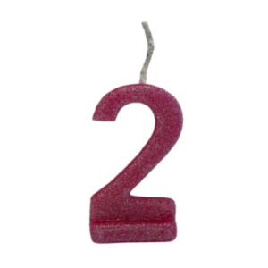 Vela de Aniversário Número 2 com Glitter