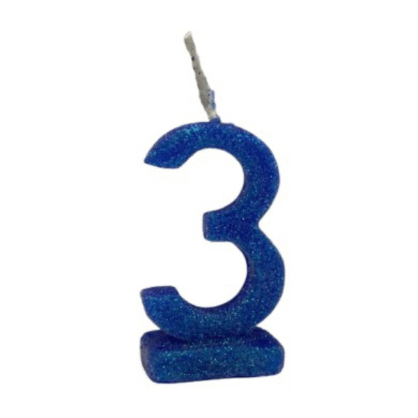 Vela de Aniversário Número 3 com Glitter