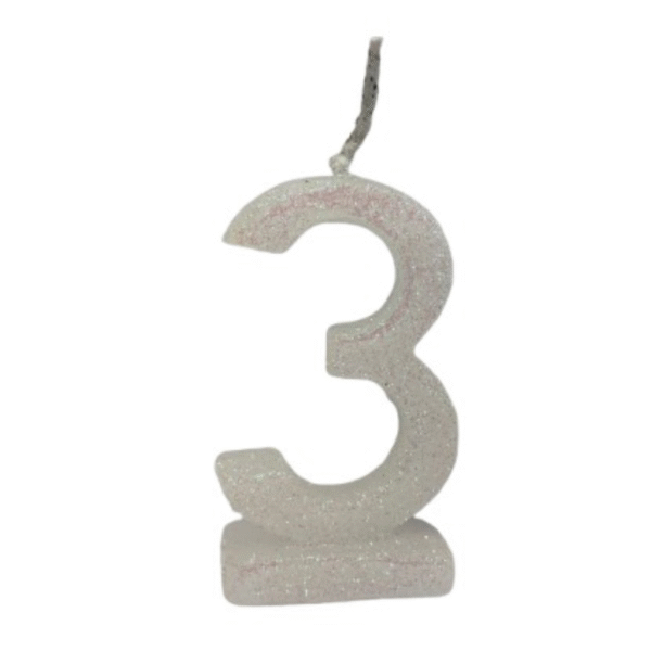 Vela de Aniversário Número 3 com Glitter - Imagem 3