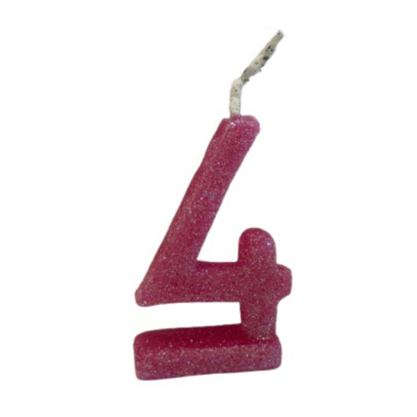 Vela de Aniversário Número 4 com Glitter - Imagem 3