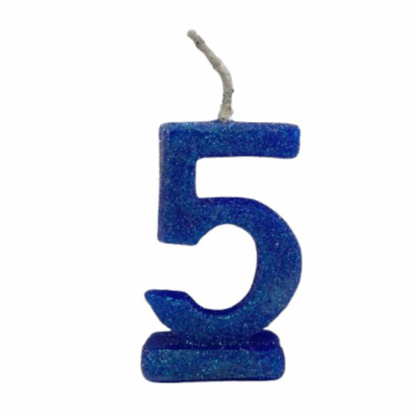 Vela de Aniversário Número 5 com Glitter - Imagem 3