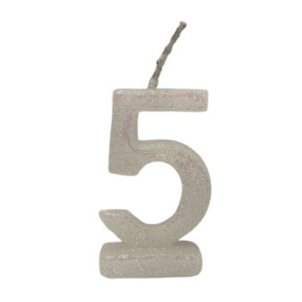 Vela de Aniversário Número 5 com Glitter - Imagem 2
