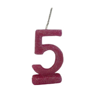 Vela de Aniversário Número 5 com Glitter