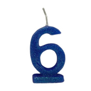 Vela de Aniversário Número 6 com Glitter