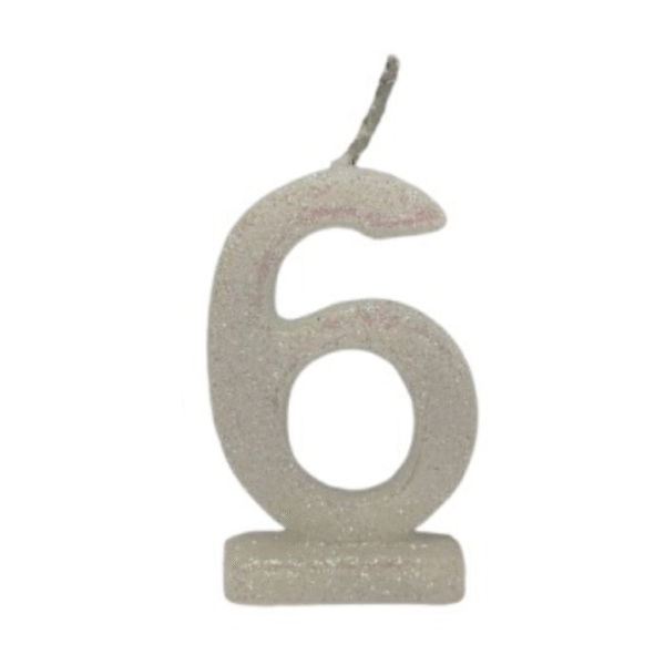 Vela de Aniversário Número 6 com Glitter - Imagem 2