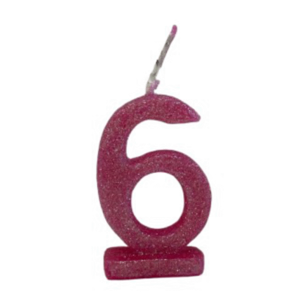 Vela de Aniversário Número 6 com Glitter - Imagem 3