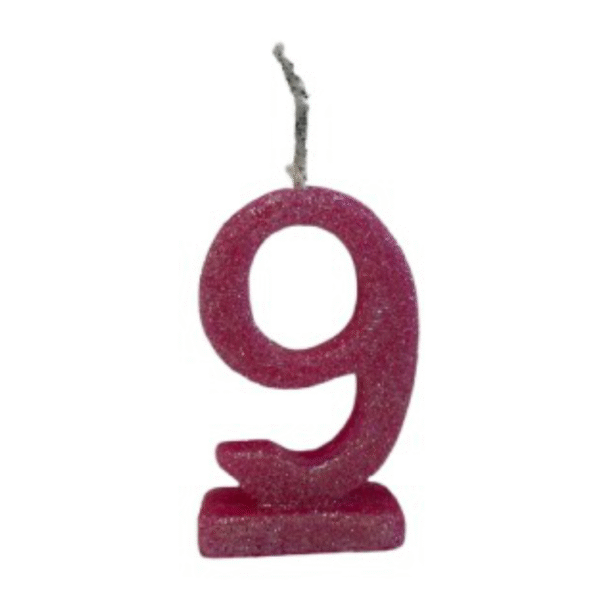 Vela de Aniversário Número 9 com Glitter - Imagem 3