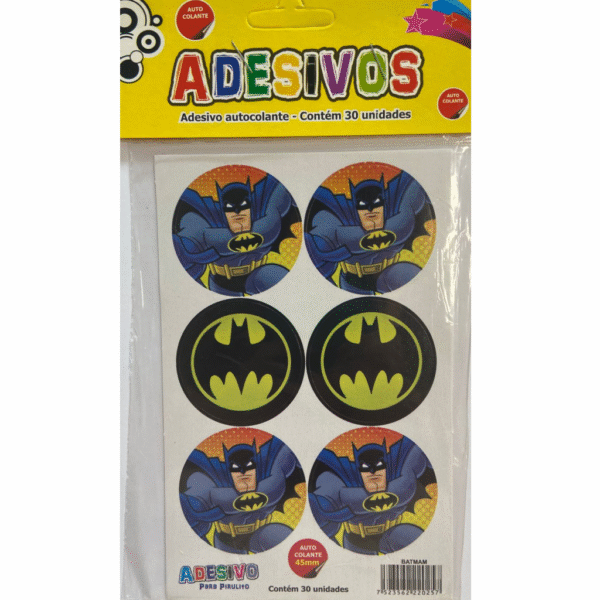 Cartela de Adesivos Temáticos Batman para Festa – Ideal para Pirulitos
