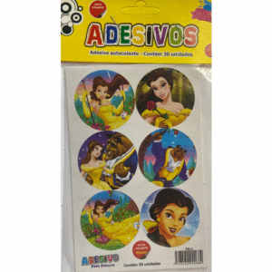 Cartela de Adesivos Temáticos Bela e a Fera para Festa – Ideal para Pirulitos