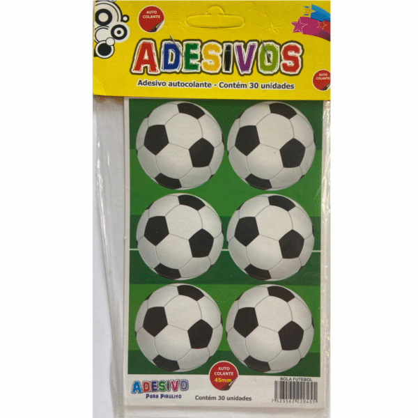 Cartela de Adesivos Temáticos Bola de Futebol para Festa – Ideal para Pirulitos