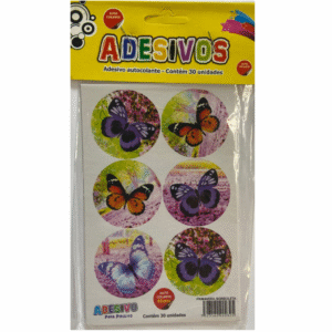 Cartela de Adesivos Temáticos Borboleta para Festa – Ideal para Pirulitos