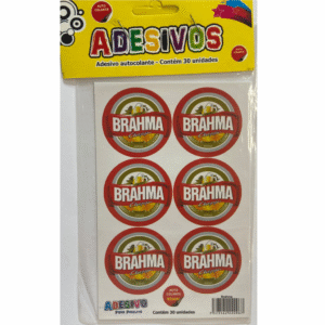 Cartela de Adesivos Temáticos Brahma para Festa – Ideal para Pirulitos