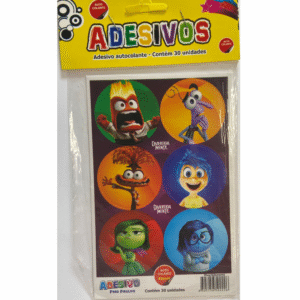 Cartela de Adesivos Temáticos Divertidamente para Festa – Ideal para Pirulitos