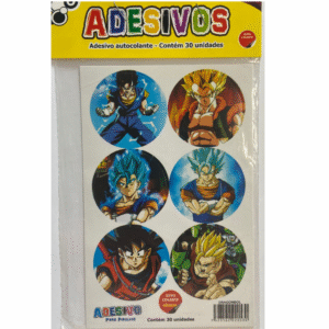 Cartela de Adesivos Temáticos Dragon Ball para Festa – Ideal para Pirulitos
