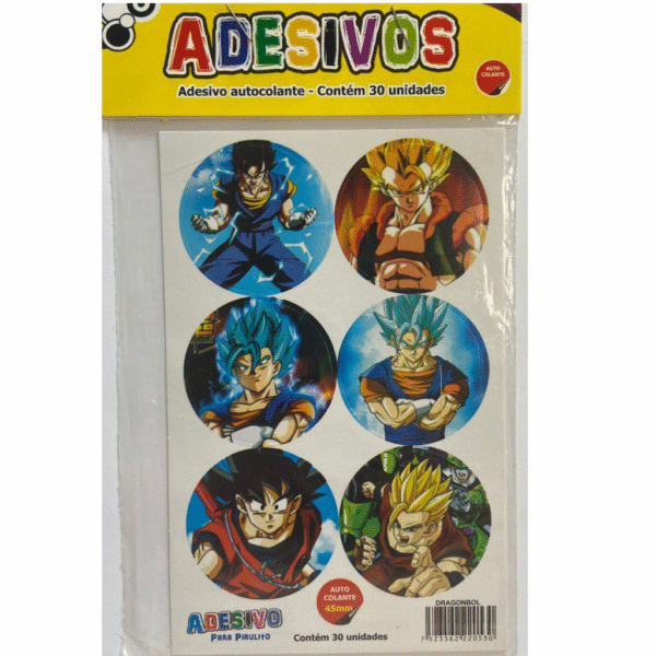 Cartela de Adesivos Temáticos Dragon Ball para Festa – Ideal para Pirulitos