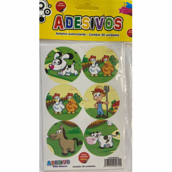 Cartela de Adesivos Temáticos Fazendinha para Festa – Ideal para Pirulitos