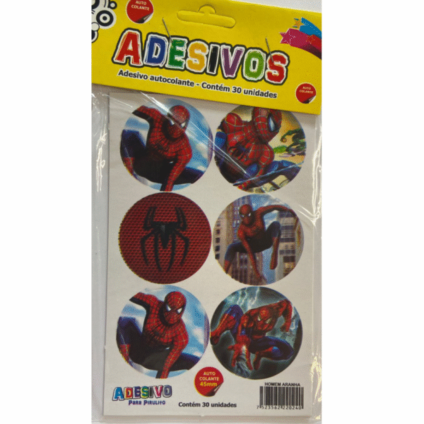 Cartela de Adesivos Temáticos Homem Aranha para Festa – Ideal para Pirulitos