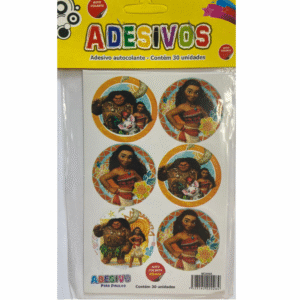 Cartela de Adesivos Temáticos Moana para Festa – Ideal para Pirulitos