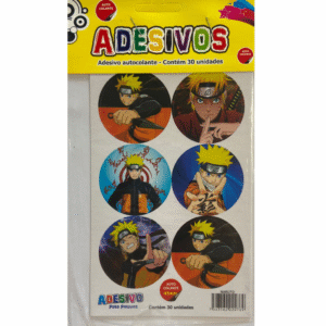 Cartela de Adesivos Temáticos Naruto para Festa – Ideal para Pirulitos
