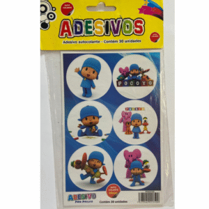 Cartela de Adesivos Temáticos Pocoyo para Festa – Ideal para Pirulitos