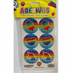 Cartela de Adesivos Temáticos Pop It para Festa – Ideal para Pirulitos