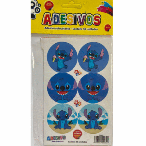 Cartela de Adesivos Temáticos Stich para Festa – Ideal para Pirulitos
