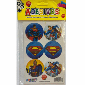 Cartela de Adesivos Temáticos Super Man para Festa – Ideal para Pirulitos