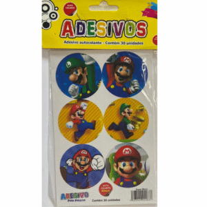 Cartela de Adesivos Temáticos Super Mário para Festa – Ideal para Pirulitos