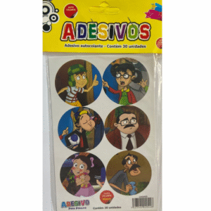 Cartela de Adesivos Temáticos Vila do Chaves para Festa – Ideal para Pirulitos